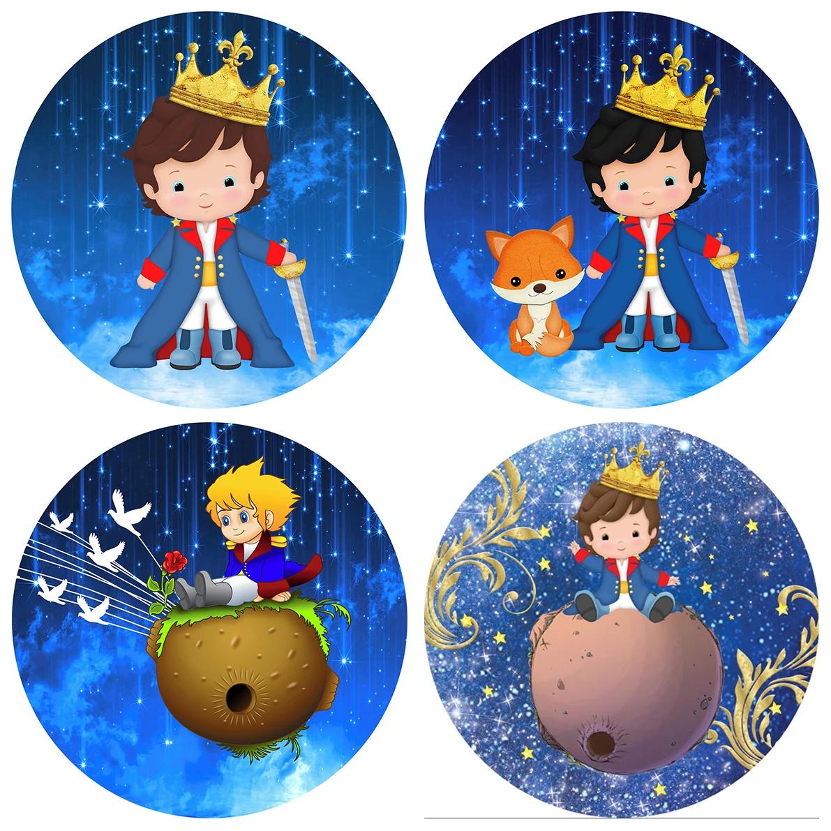 Cartoon Little Prince Circle Backdrop Baby Shower Birthday Party Decor Candy Table Cylinder Cover Round Background P